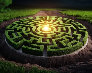 Circular Maze in Field at Dawn