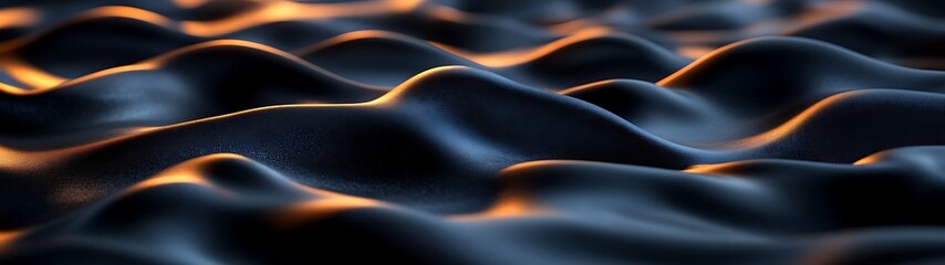 Wavy black silk texture glowing golden black high resolution wallpaper
