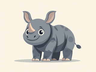 Fototapeta premium Cartoon Rhinoceros Portrait
