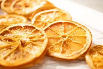 close up of dried orange slices