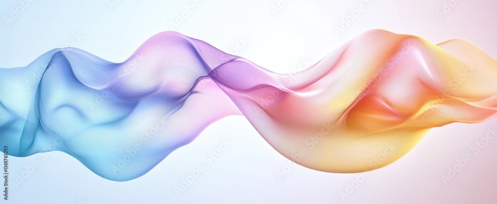 Poster a mesmerizing abstract representation of fluid waves in soft pastel colors, creating a serene backdr