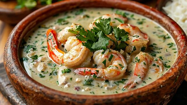 bob&oacute; de camar&atilde;o video brazilian seafood
