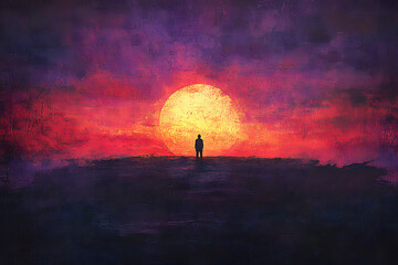 Lone Figure at Sunset