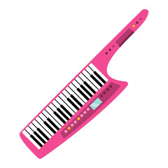 Pink keytar, 80's style synthesizer.