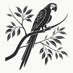 macaw black silhouette icon vector 