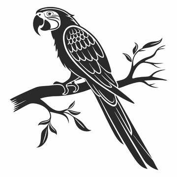 macaw black silhouette icon vector 