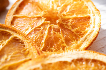 close up of dried orange slices