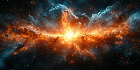 Fototapeta premium Vibrant cosmic explosion captures the beauty of a supernova in deep space