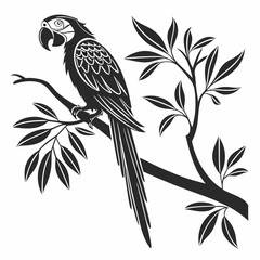 macaw black silhouette icon vector 