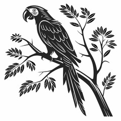 macaw black silhouette icon vector 