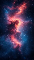 Obraz premium Colorful cosmic nebula displaying vibrant hues in deep space with swirling gas and stellar formations