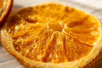 close up of dried orange slices