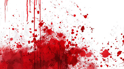 effect of dripping blood or red paint, with splatters and smudges of different shades of red. graphic and visual resource for a true crime, isolated on a transparent white background