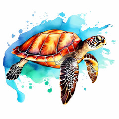 turtle watercolor illustration