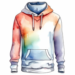 hoodie rainbow fade watercolor illustration