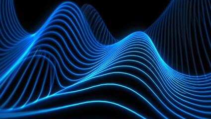 Naklejka premium 3d render, abstract futuristic neon background with glowing ascending lines. Fantastic wallpaper