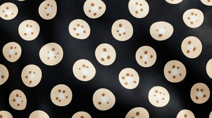 Obraz premium Repeating pattern of oval shapes with centered tan spots on a dark background