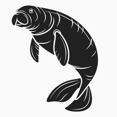 Manatee black silhouette icon vector