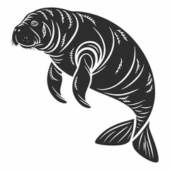 Manatee black silhouette icon vector