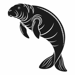 Manatee black silhouette icon vector