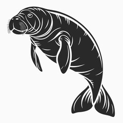 Manatee black silhouette icon vector