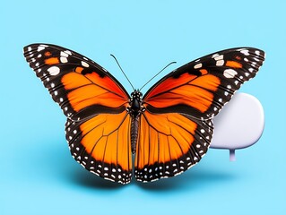 Fototapeta premium Butterfly Speech Bubble Light Blue