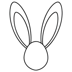 Easter Bunny Ear Line Art Vector