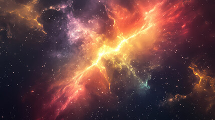 A beautiful celestial visualization featuring a vibrant beam of light. the interplay of colors and nebulous shapes creates a sense of wonder and infinite possibilities. Nebulous Glow. Illustration