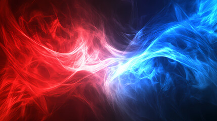 Obraz premium Abstract red and blue energy beam swirling through smoke. Nebulous Glow. Illustration