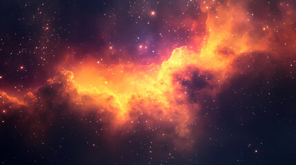 Naklejka premium Cosmic cloud with vibrant nebulous glow and stardust against a dark backdrop. Nebulous Glow. Illustration