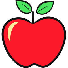 apple fruit, simple vector logo, white background, no shades of colors, just solid colors, high contrast, 2D flat design, vector illustration