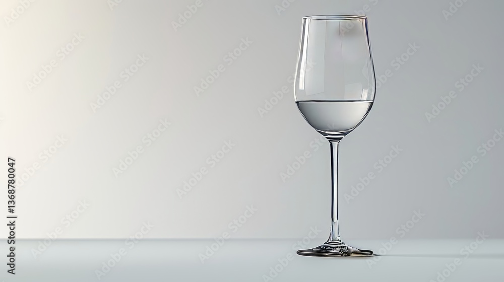 Poster glass goblet stands alone on a pristine white background showcasing its form. shadows play subtly ar