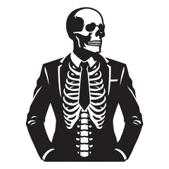 Skeleton in Suit Vector Silhouette Illustration Fashion Business Design