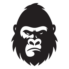 Intense gorilla face vector illustration for wildlife and strength