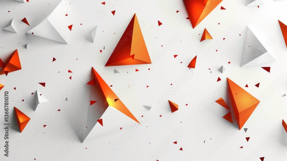 Aufkleber this abstract illustrated graphic features vibrant triangles in white and orange hues, creating a dy