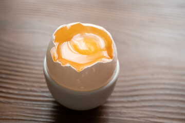broken egg on wooden background