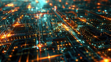 Fototapeta premium Abstract picture micro particle in geometric shape represent data flow. Vivid flowing object with high tech fractal, create digital effect scene perfect for energetic, fantasy wallpaper design. AIG53.