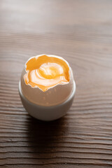 broken egg on wooden background