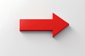A bold red arrow pointing right, signifying progress and direction against a clean, white background.