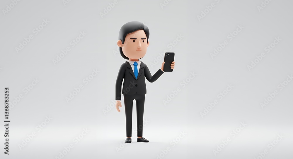 Aufkleber 3d render of businessman using smartphone digital technology and modern communication