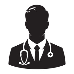 Silhouette Doctor Avatar Vector Icon Professional Medical Healthcare Design