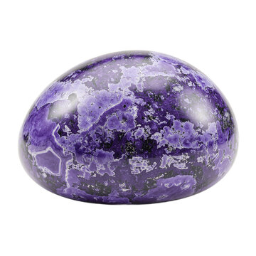 Vibrant 3D rendered sugilite stone featuring deep purple hues curved surfaces and delicate lavender streaks