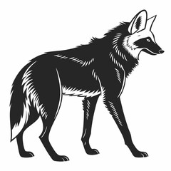 Manedwolf black silhouette icon vector