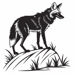 Manedwolf black silhouette icon vector