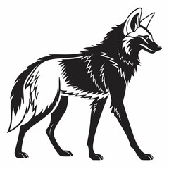Manedwolf black silhouette icon vector