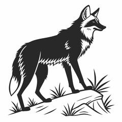 Manedwolf black silhouette icon vector