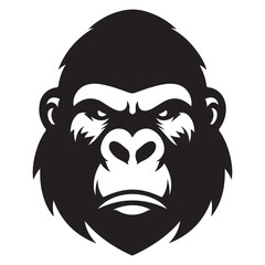 Grumpy Gorilla Face Vector Art Silhouette for Bold Logo Design