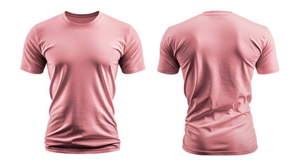 Png of Front and back view of a pink unisex t-shirt showcasing a simple and stylish design on transparent background.