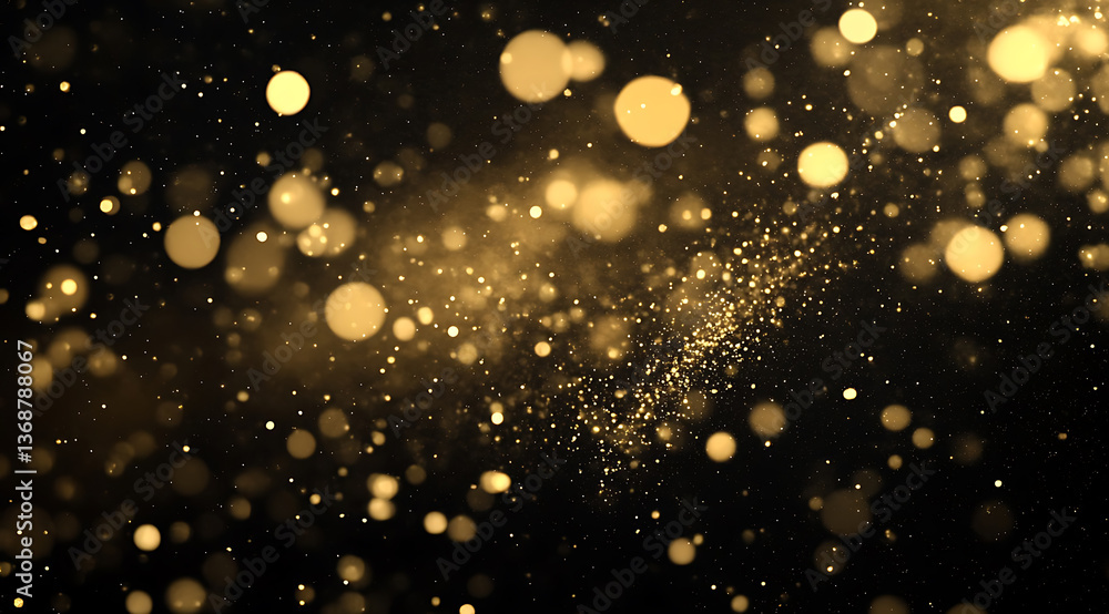 Poster shimmering golden bokeh: capturing a dazzling display of golden bokeh lights, this image embodies th