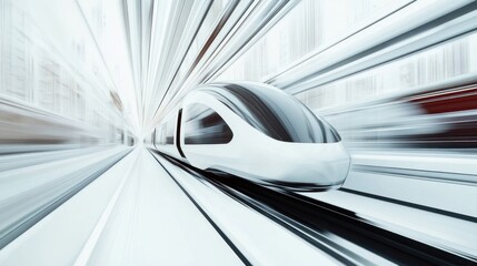 Fototapeta premium Futuristic transportation concept with high-speed train motion and blur effect